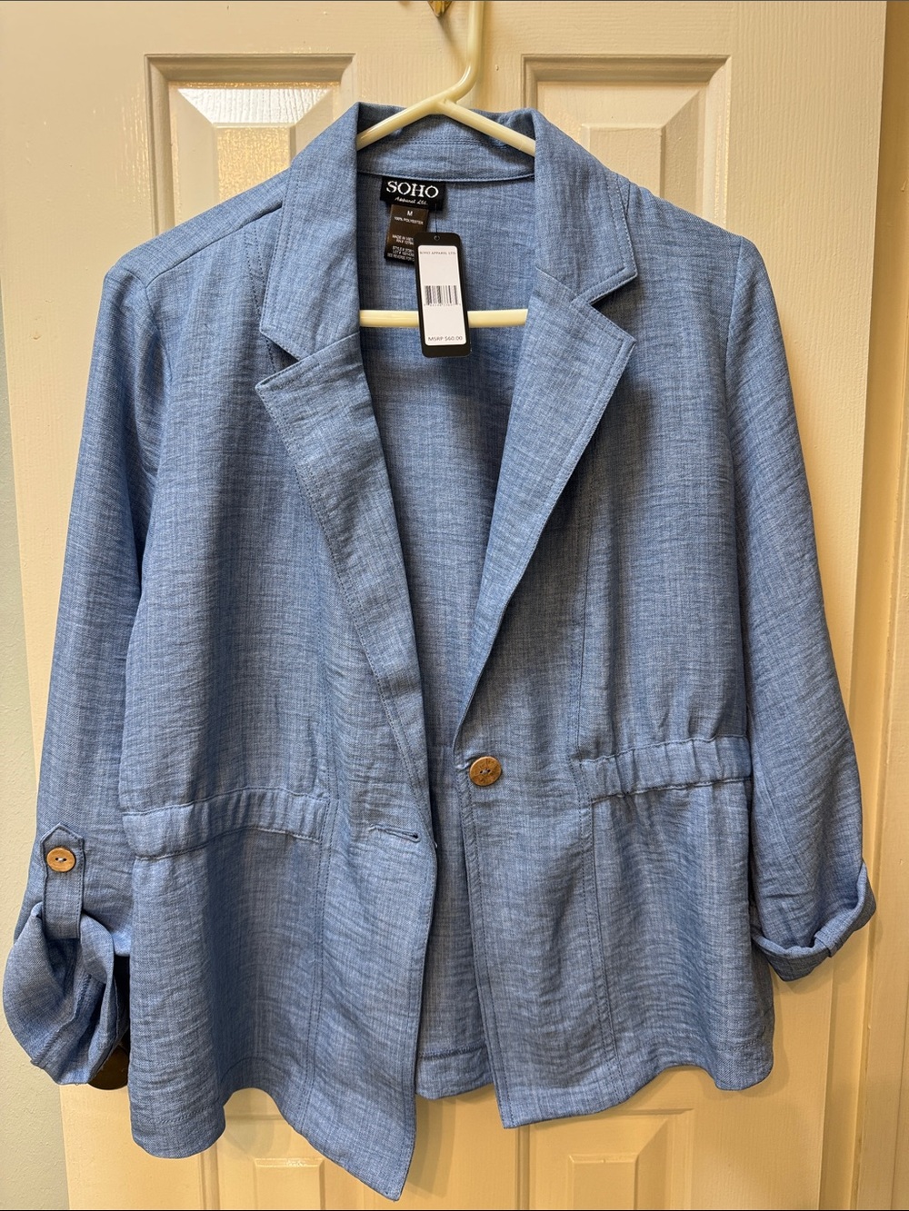 Soho Chambray Blue Relaxed Single-Button Blazer